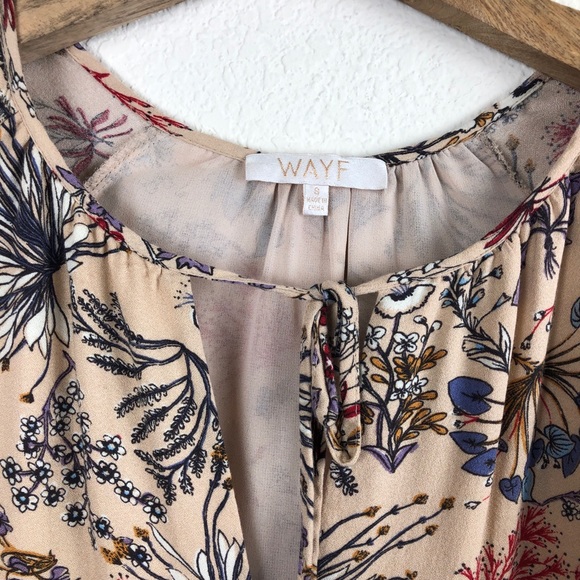 WAYF Boho Floral Tan Long sleeve Dress Small - Picture 2 of 8